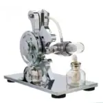 Appareil de laboratoire ancien en métal avec composants en verre, utilisé pour des expériences scientifiques ou des démonstrations éducatives.