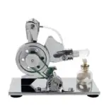 Appareil scientifique en métal avec un réservoir à liquide, utilisé pour des expériences ou démonstrations en laboratoire.