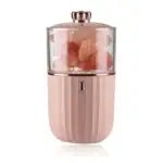 Distributeur de sel et poivre en forme de capsule rose, élégant et pratique, idéal pour la décoration de cuisine ou de table avec un style scientifique ou moderne.