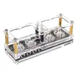 Porte-éprouvettes en acrylique transparent avec supports en bois, idéal pour expériences scientifiques et laboratoires éducatifs. Accessoire pratique pour la manipulation sécurisée de petites éprouvet.