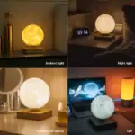 Lampe lune décorative, lumière d'ambiance chaleureuse, idéale pour la chambre ou le salon.