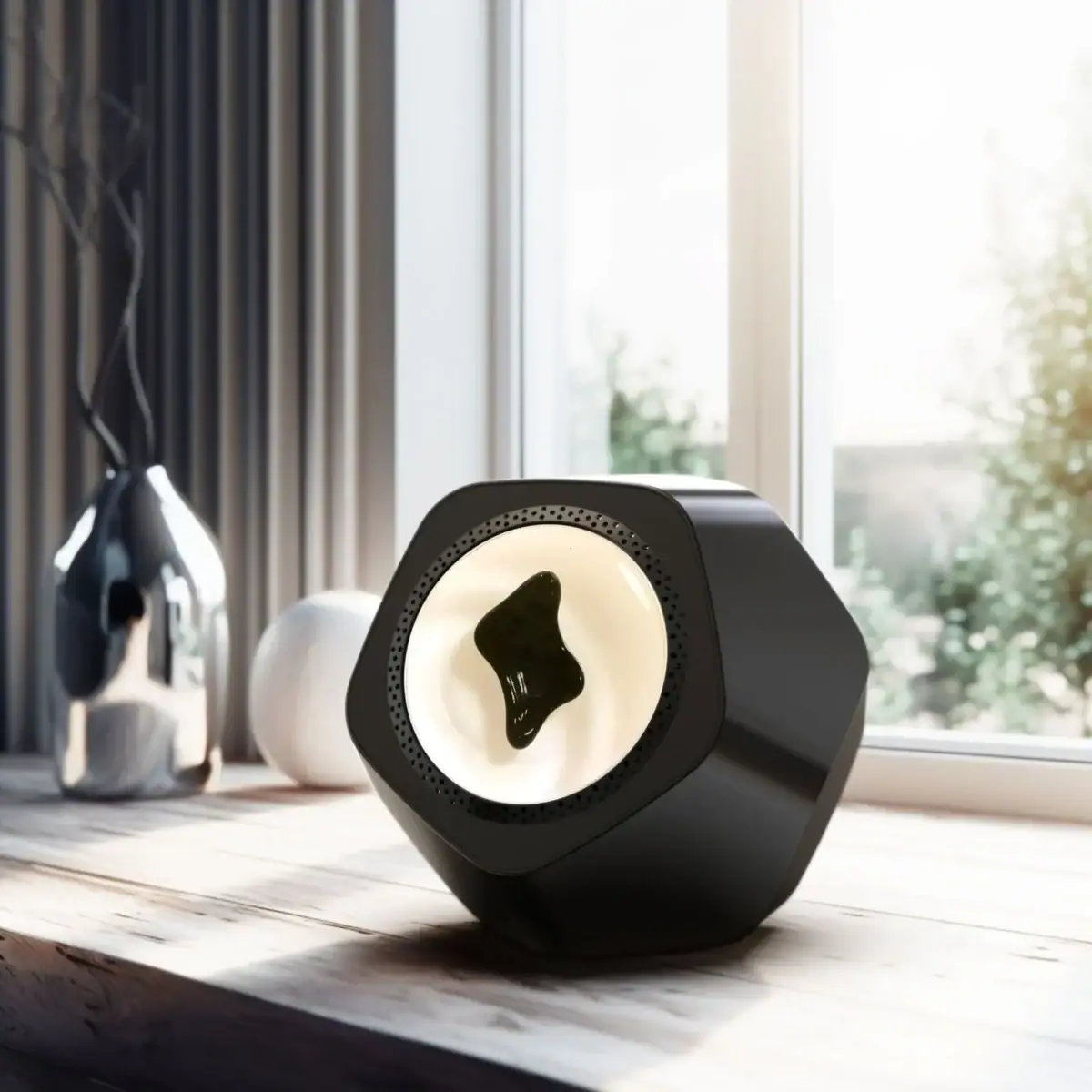 Lampe de bureau moderne avec éclairage LED, design épuré, idéale pour un espace de travail ou une décoration scientifique innovante.