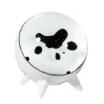 Porte-bougie décoratif inspiré de la science avec liquide noir et blanc, idéal pour une décoration originale et moderne.