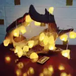 Éclairage décoratif en bois flotté avec guirlande de lumières LED jaunes, parfait pour une ambiance chaleureuse et naturelle. Idéal pour la décoration intérieure ou extérieure.