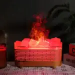 Dispositif scientifique simulant la vapeur de glace avec effets de flammes pour décoration ou expérience éducative.