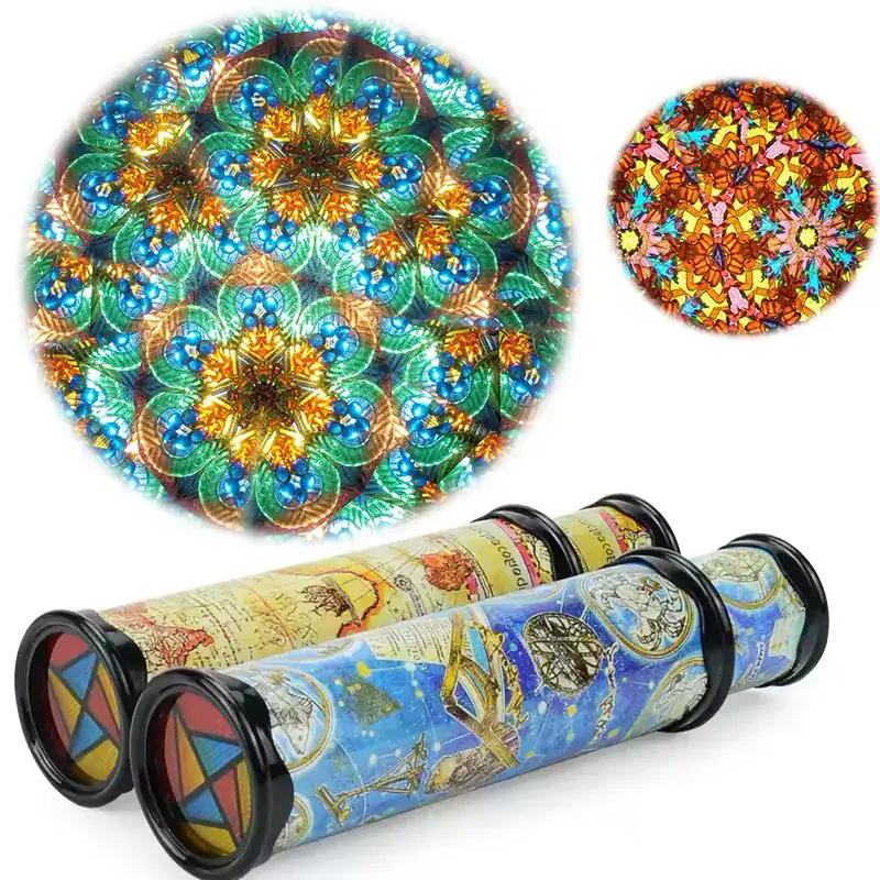 Mandalas colorés et motifs complexes, accompagnés de télescopes pour passionnés d'astronomie, parfaits pour décorer un espace scientifique ou un bureau avec une touche artistique.