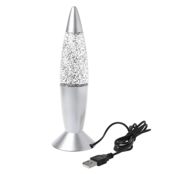 Lampe de décoration en forme de lampe de bureau avec effet scintillant, alimentée par USB, idéale pour une décoration thématique scientifique ou moderne.
