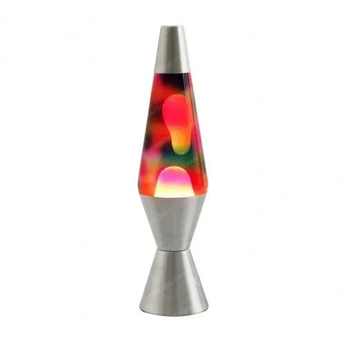Lampe lava colorée avec base en métal, idéale pour la décoration scientifique et ludique.
