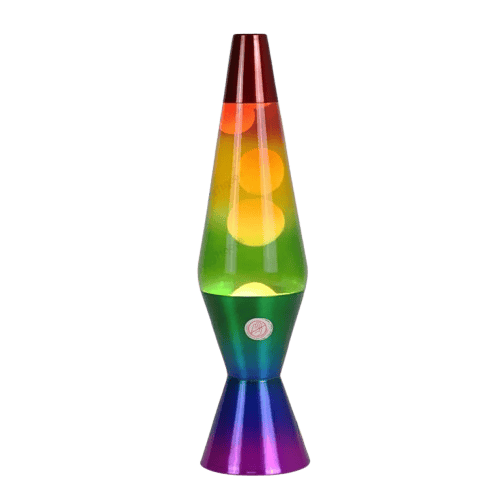 Lampe lava arc-en-ciel colorée avec bulles lumineuses, idéale pour décoration scientifique ou ambiance ludique. Parfait pour les amateurs de gadgets et objets décoratifs originaux.