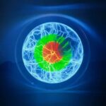 Illustration d'un phénomène électrique avec un cercle de plasma coloré, représentant l'énergie et la science.