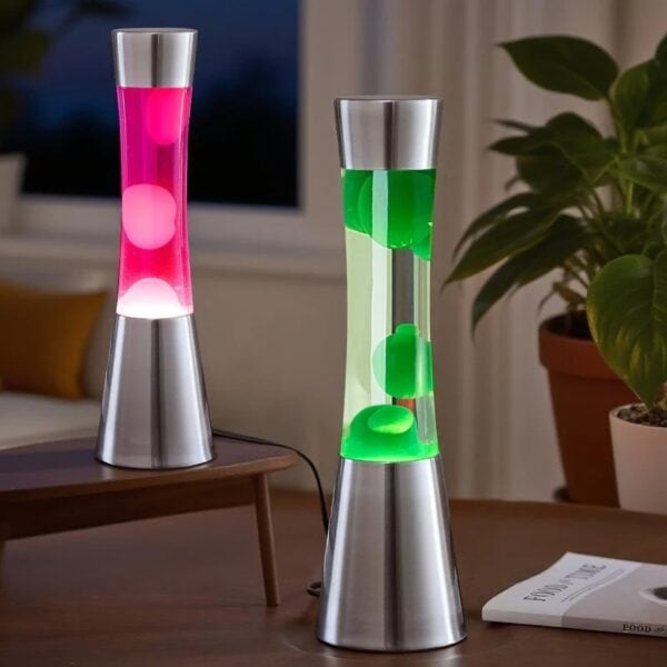 Vase de laveur d'eau lumineux avec bulles vertes et roses, décoratif et relaxant, idéal pour la décoration intérieure moderne.