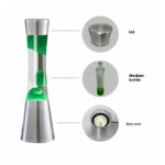 Bocal de laboratoire en acier inoxydable avec couvercle et bouteille moyenne, idéal pour expériences scientifiques et stockage sécurisé.