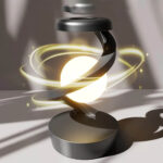 Lampe en spirale lumineuse avec effets lumineux tournants, design moderne et élégant, idéale pour la décoration scientifique ou d'intérieur innovante.