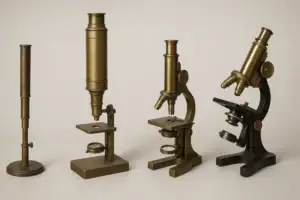 Microscopes vintage en laiton, parfaits pour la décoration scientifique ou la collection d'objets d'époque. Ces microscopes offrent un charme rétro et une esthétique unique pour tout espace dédié à la.