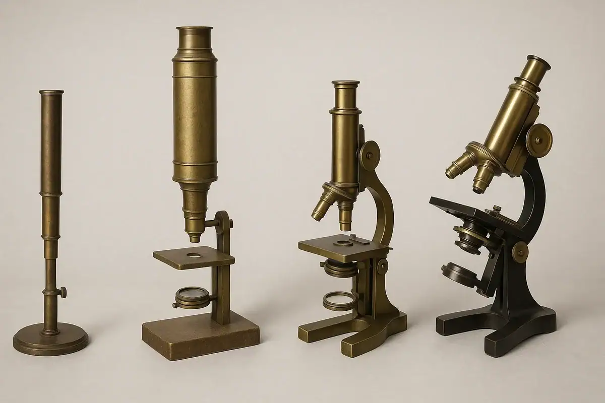 Microscopes vintage en laiton, parfaits pour la décoration scientifique ou la collection d'objets d'époque. Ces microscopes offrent un charme rétro et une esthétique unique pour tout espace dédié à la.
