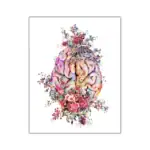 Illustration artistique d'un cerveau entouré de fleurs colorées, combinant la science et l'art dans une composition florale vibrante.