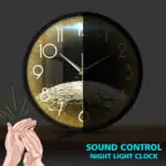 Horloge murale de nuit avec contrÎle sonore, affichage lumineux et design lunaire, idéale pour la décoration scientifique et moderne.