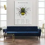 Abeille - Anatomie détaillée avec légendes pour étude scientifique.