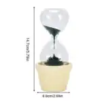 Horloge de sable dans un pot de fleurs en céramique, avec un design scientifique et décoratif, mesurant 14,7 cm de haut.