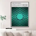 Affiche scientifique illustrant la théorie de la relativité générale d'Einstein avec un graphique représentant un espace-temps déformé par une masse. Parfaite pour décoration de bureau ou salle d'étud.