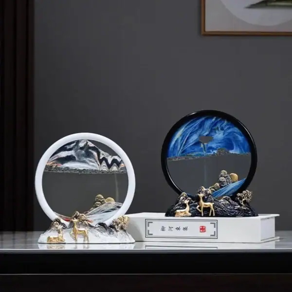 Objets scientifique décoratifs avec cercles lumineux et éléments en métal doré, inspirés par la science et la nature, parfaits pour une décoration élégante et originale.