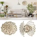 Puzzles en bois design inspirés de formes naturelles et géométriques, parfaits pour la décoration intérieure ou comme objets de collection.