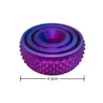 Pied de levier en aluminium anodisé violet avec surface texturée, diamètre 4,5 cm, idéal pour accessoires de décoration scientifique ou mécanique.