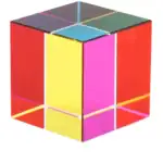 Cube lumineux avec lignes fluorescentes multicolores, aspect moderne et scientifique, parfait pour la décoration ou comme objet de collection.