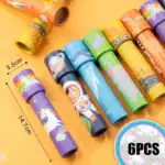 Balayette de crayons colorés avec motifs d'astronautes et licornes, idéale pour enfants, décoration ludique et créative.