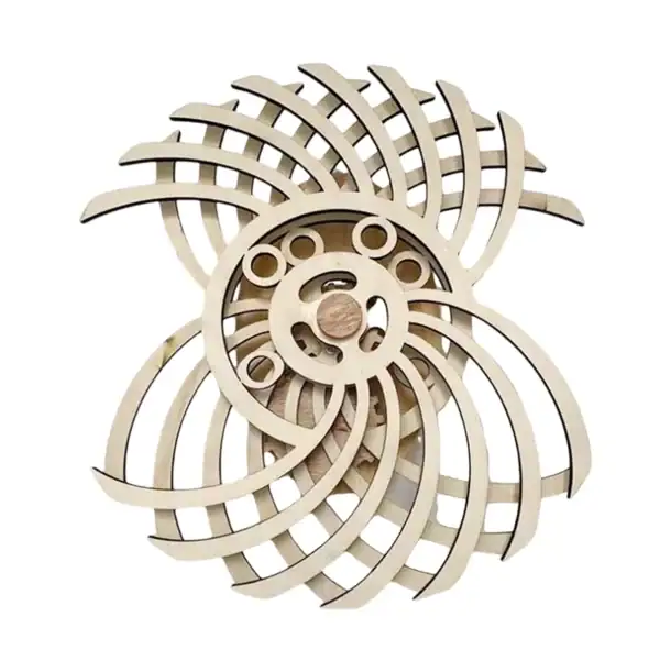 Modèle de vortex en bois sculpté, décoratif et éducatif, représentant un phénomène scientifique fascinant avec un design en spirale. Parfait pour la décoration ou l'apprentissage.