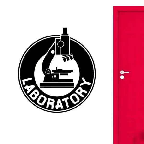 Laboratoire scientifique avec microscope et logo LABORATORY.