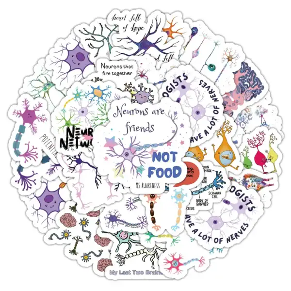 Illustration colorée du cerveau humain avec neurones, synapses et messages éducatifs sur la neuroscience et la conscience.