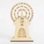 Pupitre calendrier perpétuel en bois avec affichage des jours, mois et dates, idéal pour la décoration de bureau ou comme objet scientifique original.