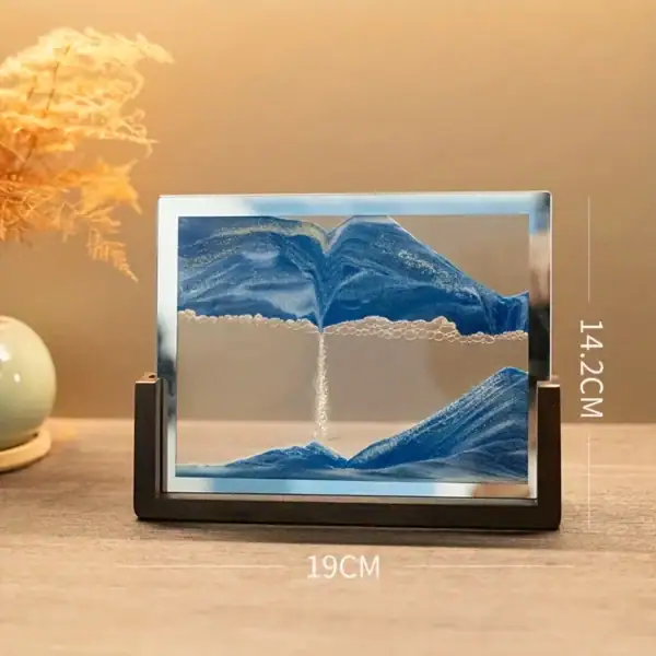 Balade en montagne en verre 3D, décoration scientifique et artistique, pièce unique pour décoration intérieure, représentant un paysage de montagne en relief.