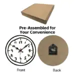 Horloge murale scientifique à assembler, avec cadran noir et mécanisme à quartz, idéale pour décoration de laboratoire ou salle de classe.