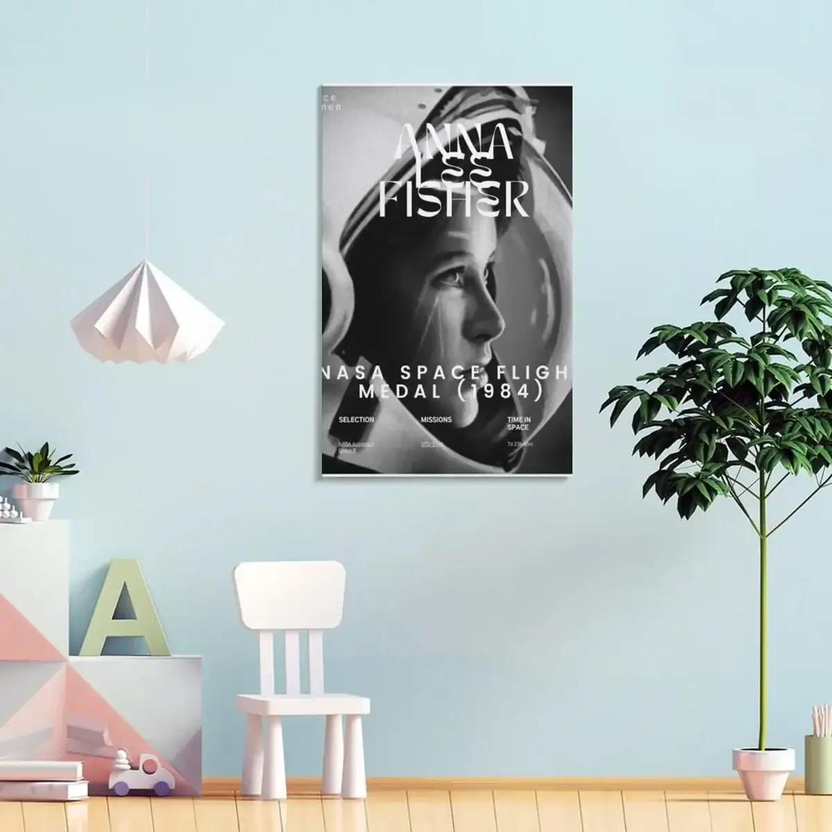 Affiche de décoration NASA avec portrait d'astronaute, idéale pour un intérieur scientifique ou spatial, apportant une touche moderne et éducative à votre espace.