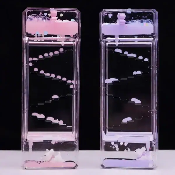 Bâtonnets de liquide coloré dans des tubes en acrylique, expérience scientifique visuelle captivante, parfait pour la décoration ou l'apprentissage scientifique.