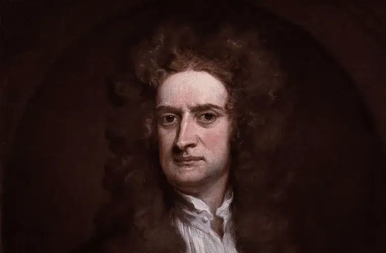 Homme avec une perruque bouclée et une chemise blanche, portrait classique.