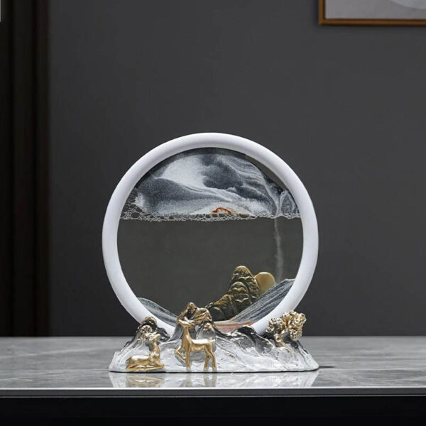 Lampe de bureau en forme de cercle avec décorations d'animaux et paysage, idéale pour une décoration originale et scientifique.