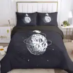 Drap plat avec motif planètes et étoiles, décoration cosmique pour chambre à coucher.
