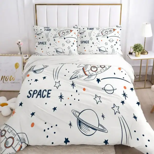 Baldaquin de lit avec motif spatial pour chambre d'enfant.