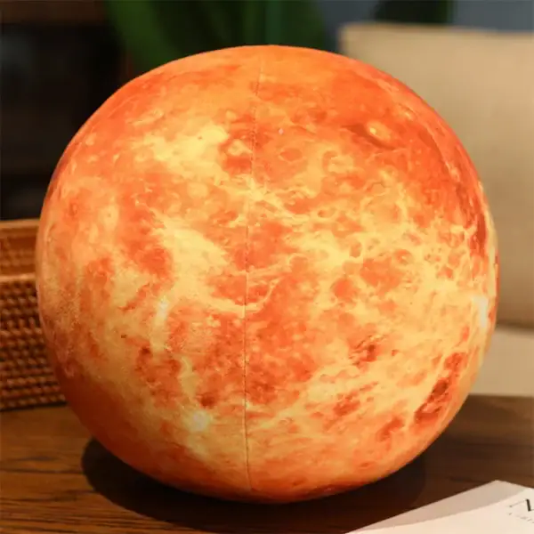 Lampe lune réaliste avec surface texturée et couleurs chaudes.