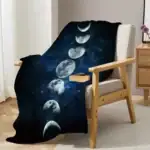 Tissu décoratif avec motif de phases de la lune, parfait pour la décoration intérieure, les projets créatifs ou comme couvre-lit original.