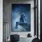 Astronaute flottant dans l'espace, peinture murale moderne.