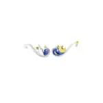 Pendentif étoile et lune en métal argenté et or jaune, design élégant avec détails colorés bleus et dorés, parfait pour une décoration ou un bijou original.