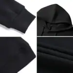 Vêtements en tissu noir, comprenant un sweat à capuche, un hoodie et un tissu en coton, parfaits pour un style décontracté et confortable.