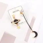 Bracelet cosmique avec pendentif planète, étoiles et lune, bijou en argent sterling 925, parfait pour les amateurs d'astronomie et de style unique.