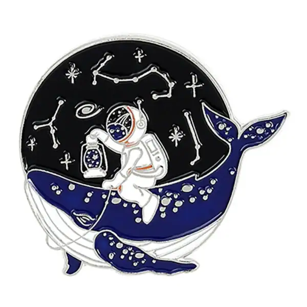 Panneau décoratif avec un astronaute et une baleine.