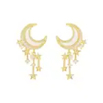 Lunettes de soleil en forme de croissant avec détails étoilés et pendentifs, parfaites pour un style original et tendance.