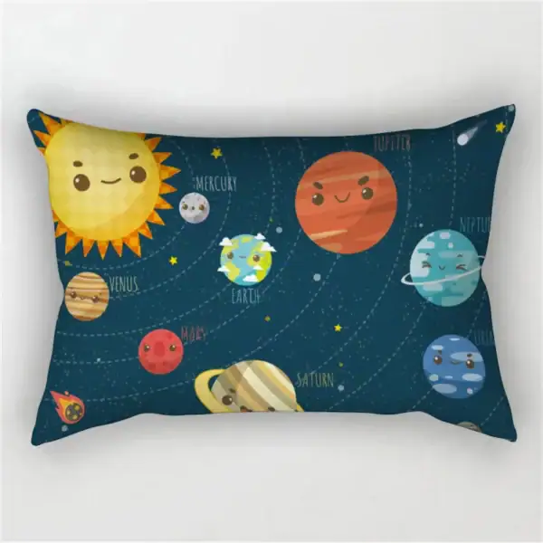 Panneau illustré représentant les planètes du système solaire avec un style mignon et coloré, parfait pour la décoration intérieure ou la chambre d’enfant.